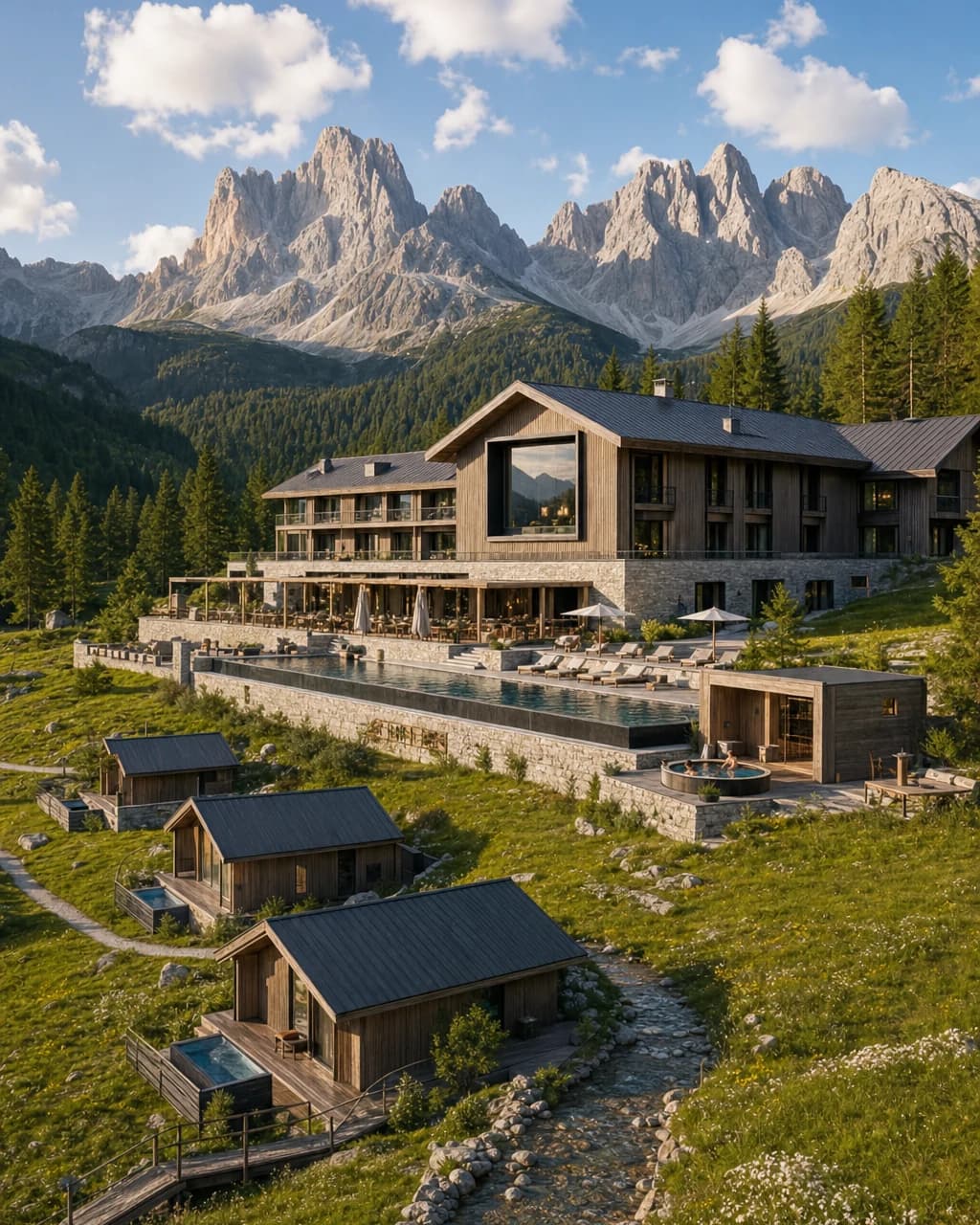 Mountain hotel in summer