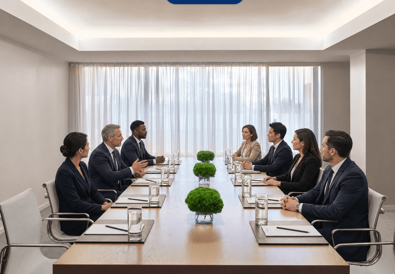 International group meeting in a hotel boardroom